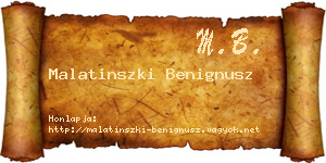 Malatinszki Benignusz névjegykártya