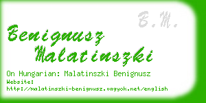 benignusz malatinszki business card